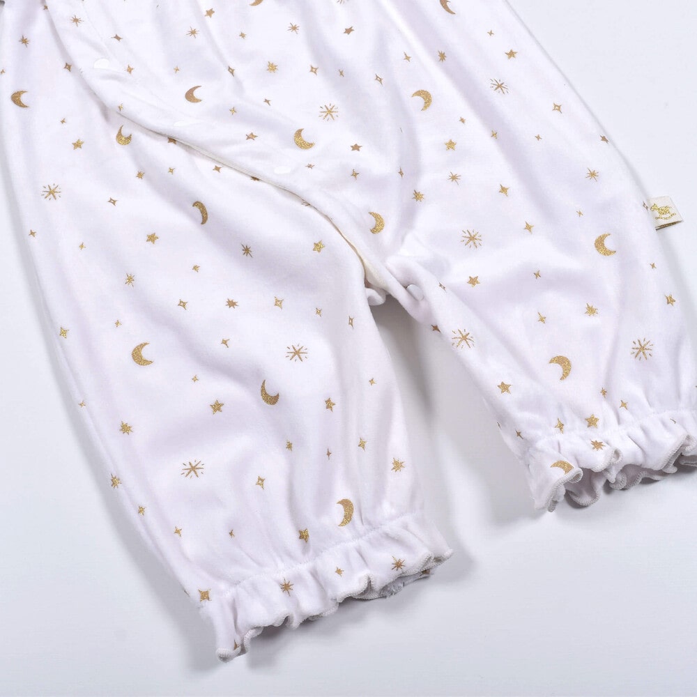 ドットレース ティアラ 刺繍 裾 ギャザー 2WAYオール ベビー (50~70cm) ピンク系 ワンサイズ