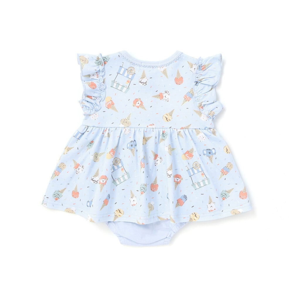 【お揃い】バルーン宝石アイス果物総柄プリントボディミニベビー(60~80cm) ピンク系 60cm