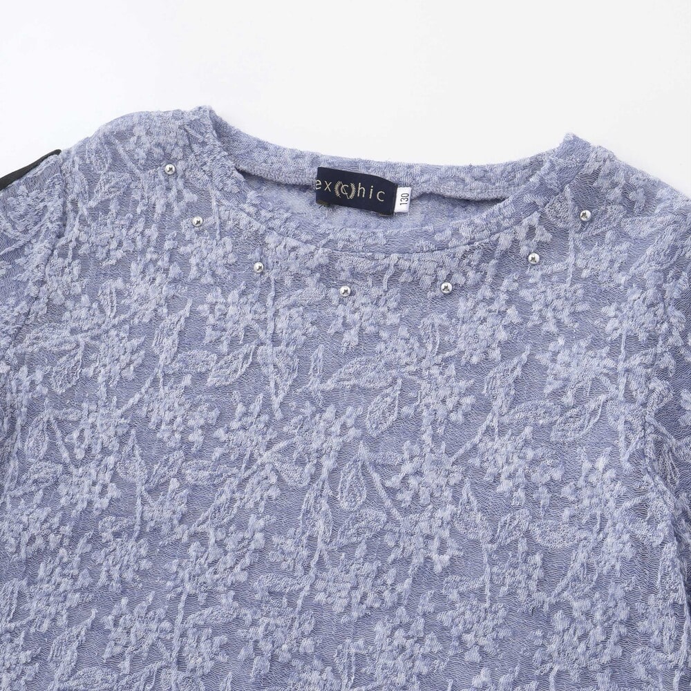 ニットレース長袖Tシャツ+半袖Tシャツセット(110~150cm) ブルー 110cm