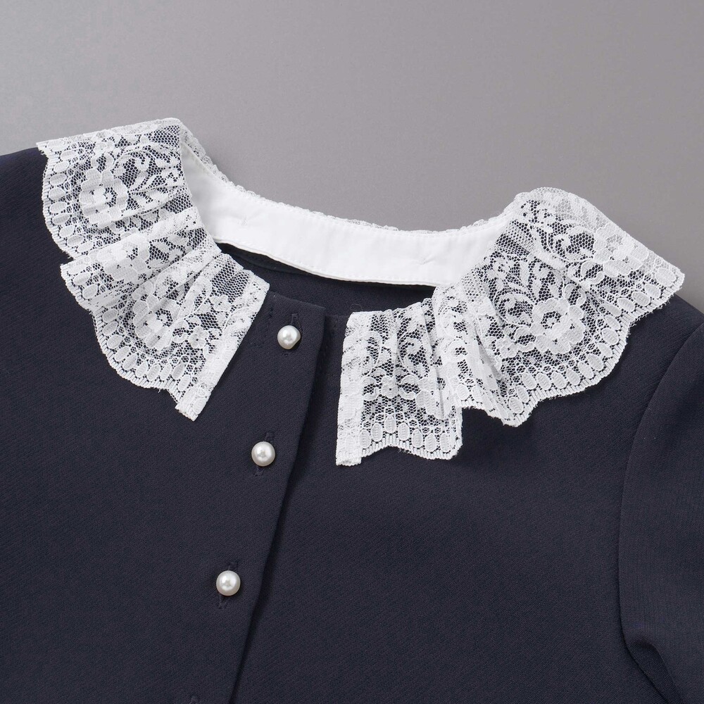 ダブルクロス3way付け襟長袖ギャザーワンピース(110~130cm) ネイビー 110cm