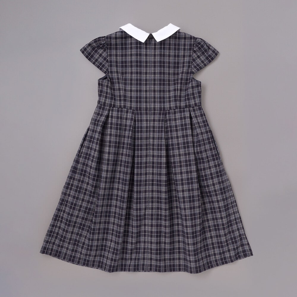 ボレロ+リボンタイ付きチェックワンピースセット(110~130cm) ネイビー系 110cm