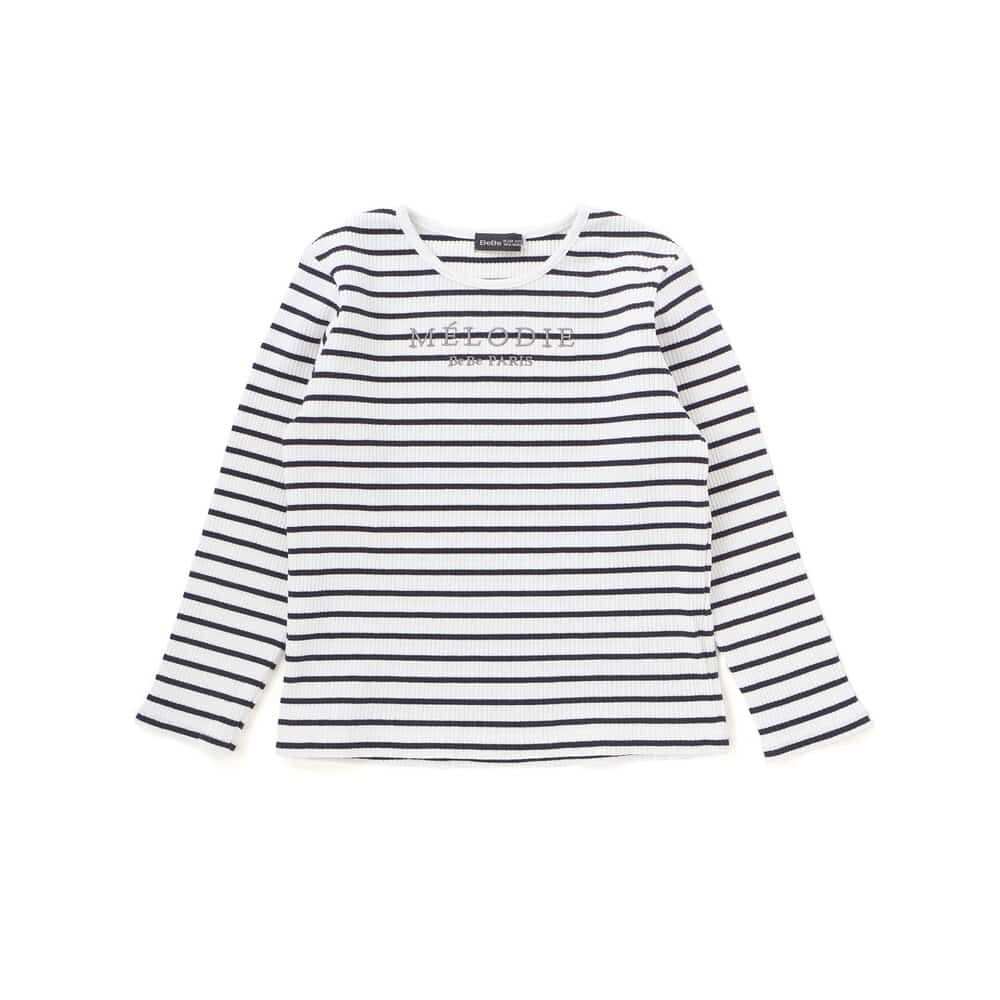 ラメジョーゼットシャーリングキャミ+リブボーダー長袖Tシャツセット(90~160cm) ホワイト 90cm