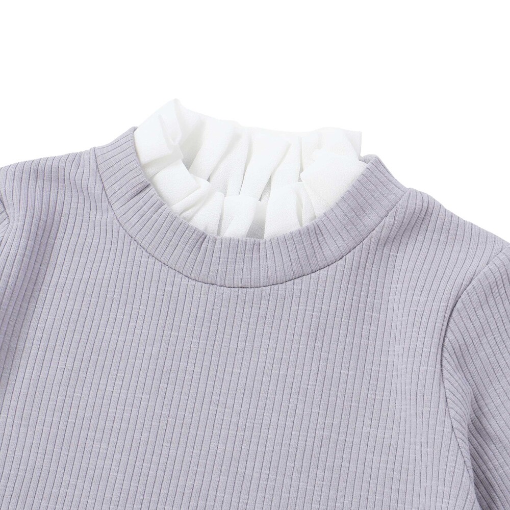 ラメツイードビスチェ+フリル襟テレコ長袖Tシャツ セット(100~160cm) ブルー 100cm
