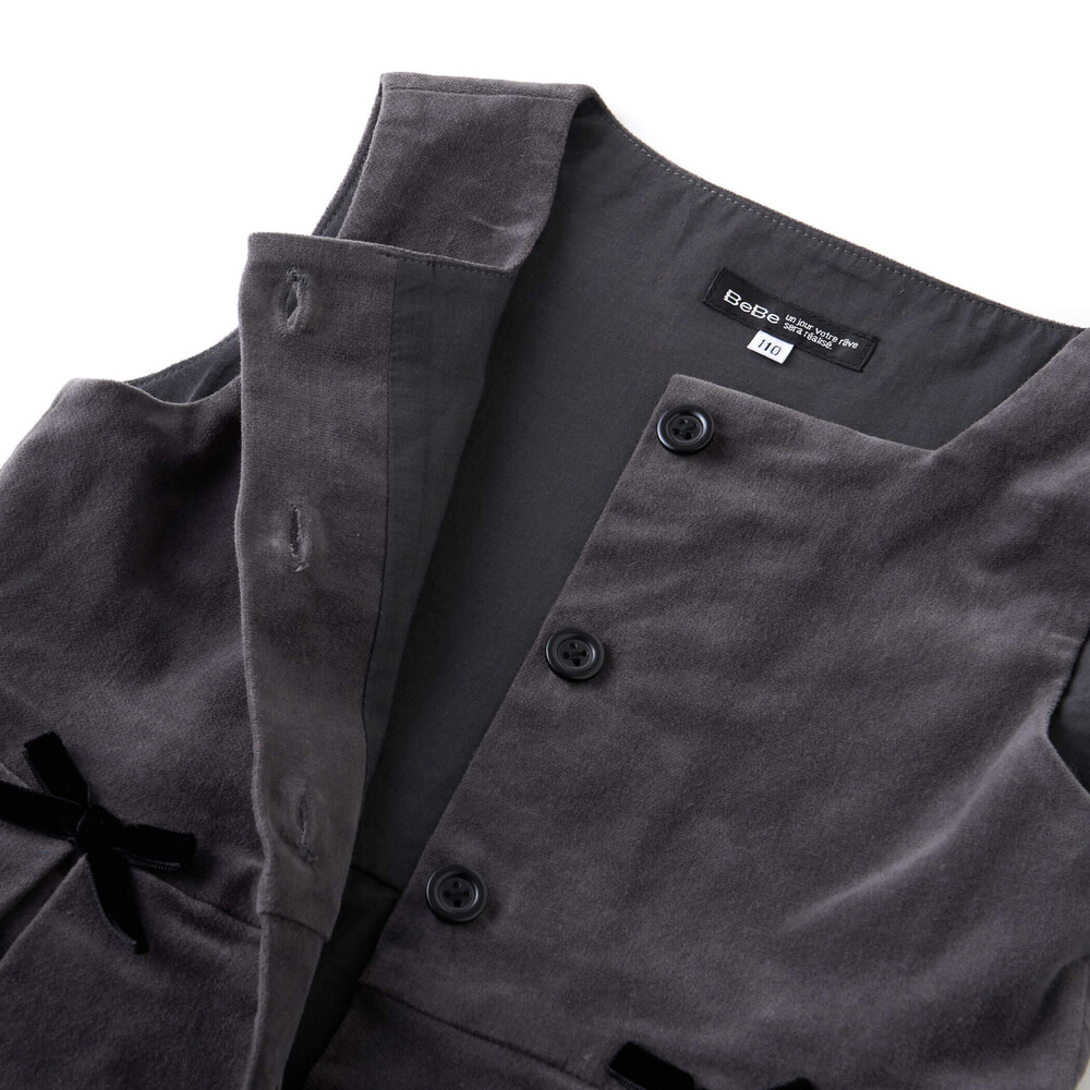 【お揃い】ボックスプリーツモールスキンジャンパースカート(90~150cm) ブラック 90cm