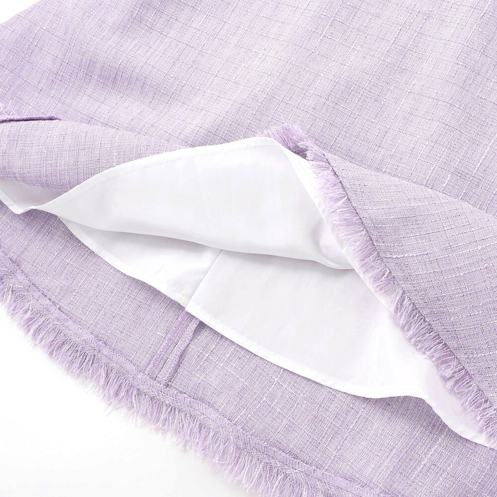 【お揃い】ツイード調Vネックフリンジジャンパースカート(90~140cm) パープル系 90cm