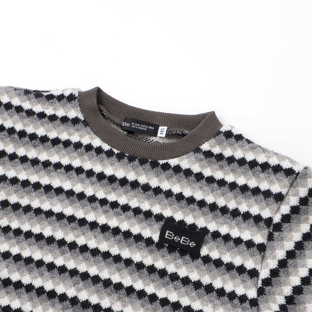 ダイヤMIXボーダーカットニットプルオーバー(90~150cm) ブルー系 90cm