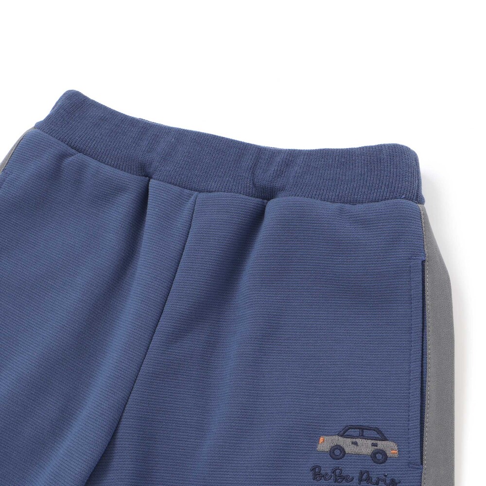 【抗菌・防臭】ミラノリブくるま刺しゅう9分丈ロングパンツ(90~130cm) グリーン SS(90-100cm)