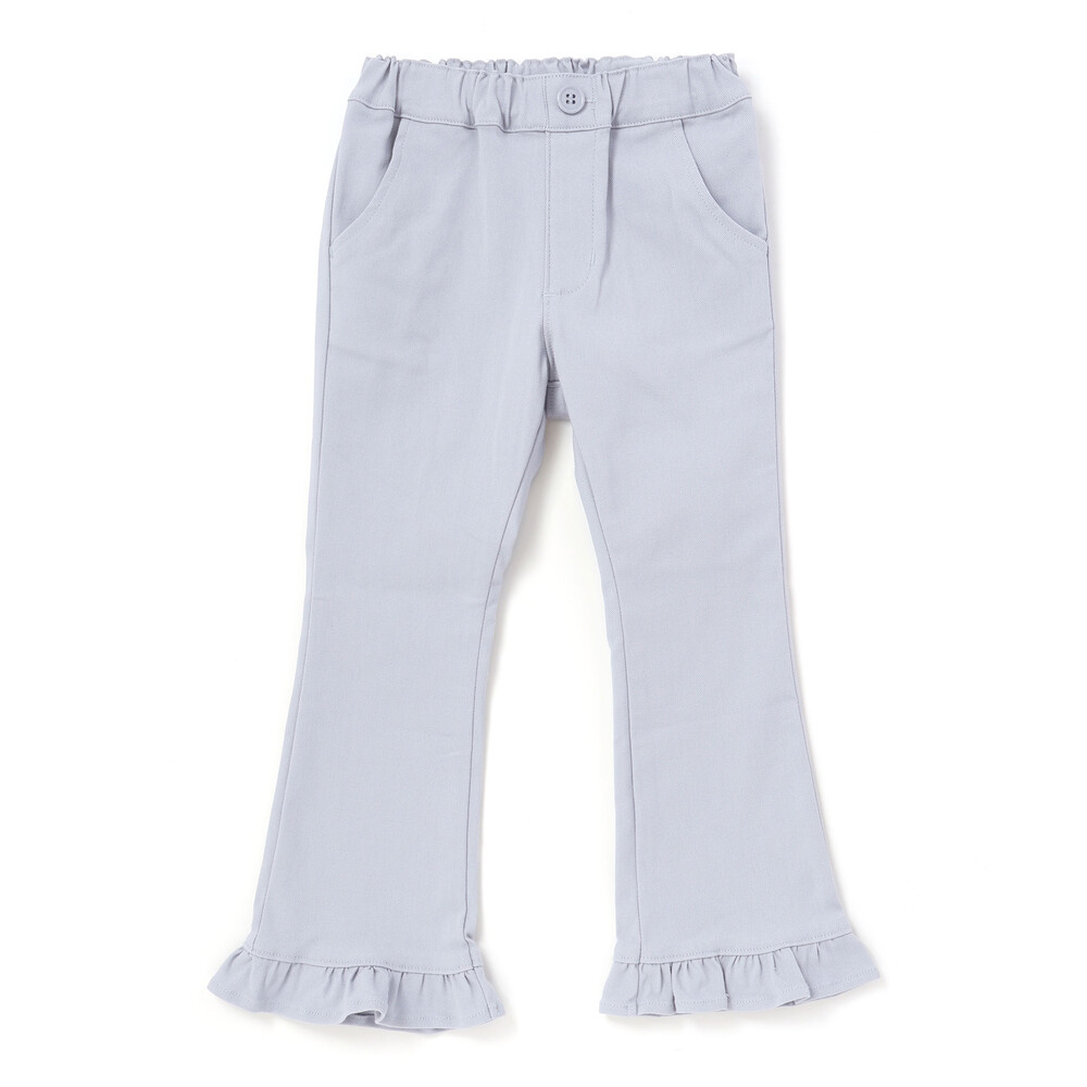 ストレッチツイル裾フリルロングパンツ(90~150cm) ブラック 90cm