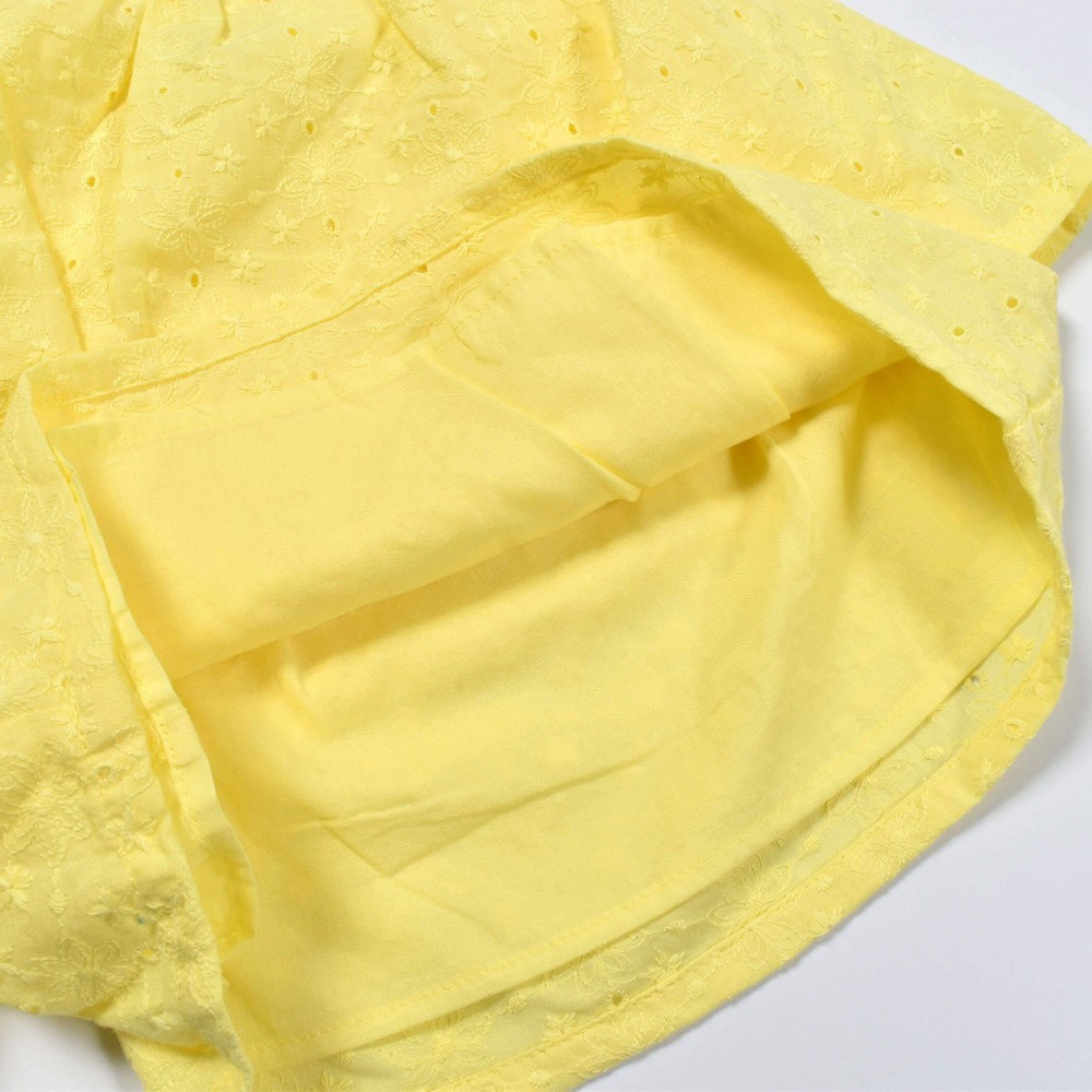 【 お揃い 】 コットン ローンレース ティアード キュロット パンツ(90~150cm) イエロー 120cm