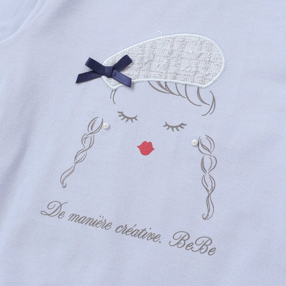 パリジェンヌツイードパッチバックフリル長袖Tシャツ(90~150cm) ブルー 90cm