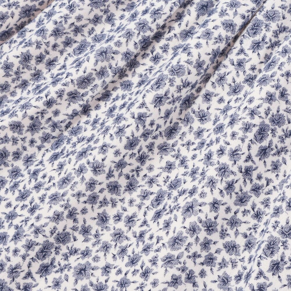 【限定商品】リブ+ネル花柄ドッキング長袖ワンピース(95~150cm) ネイビー系 95cm