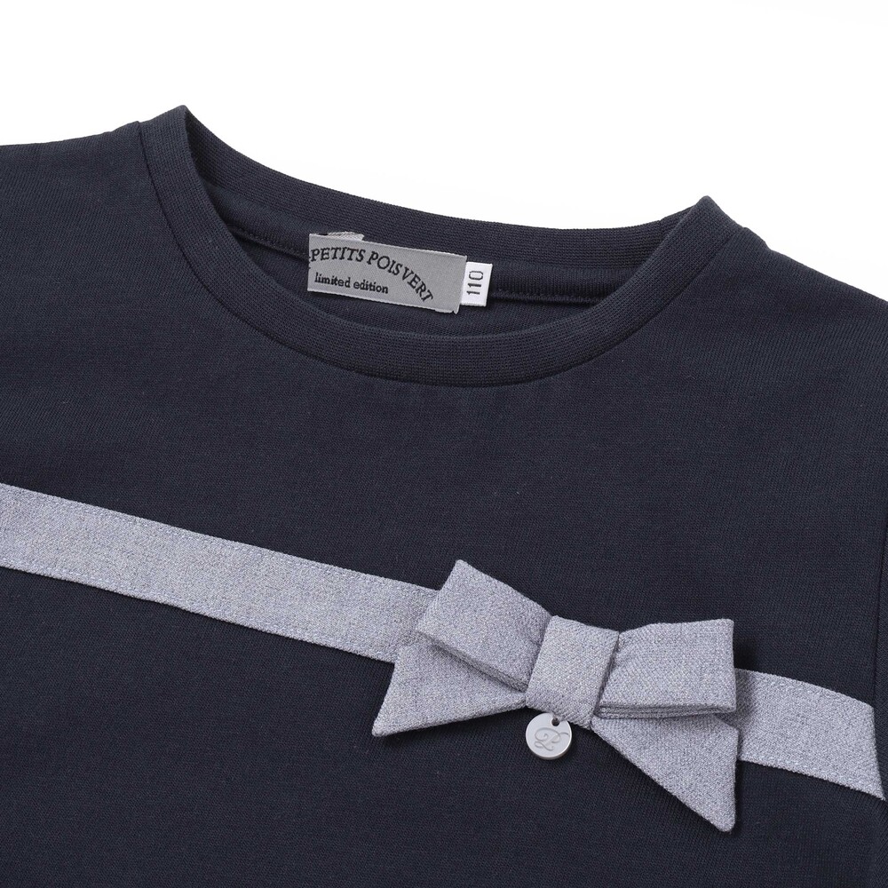 【限定商品】リボン長袖Tシャツ+キュロットセットアップ(95~150cm) ピンク系 95cm