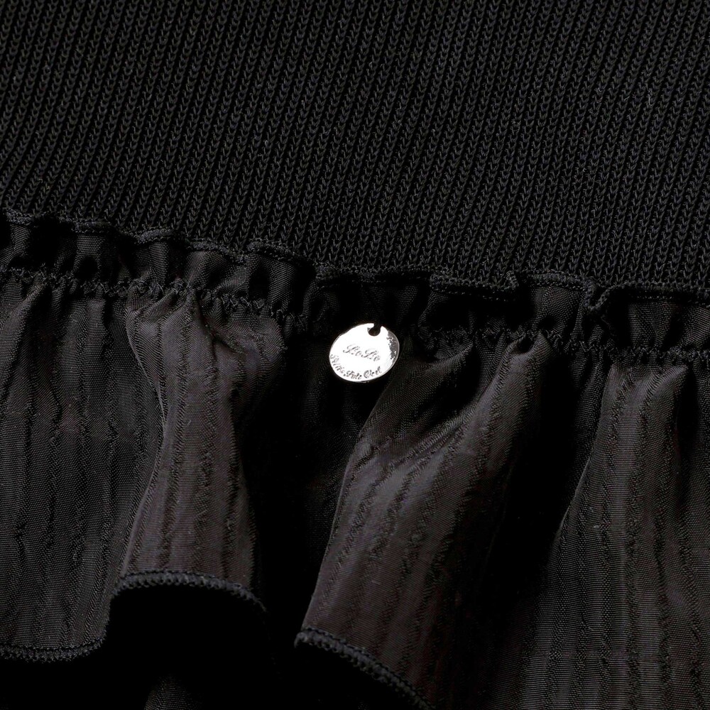 【店舗限定】ニットリブ+フリルトレーナー(95~150cm) ブラック 100cm