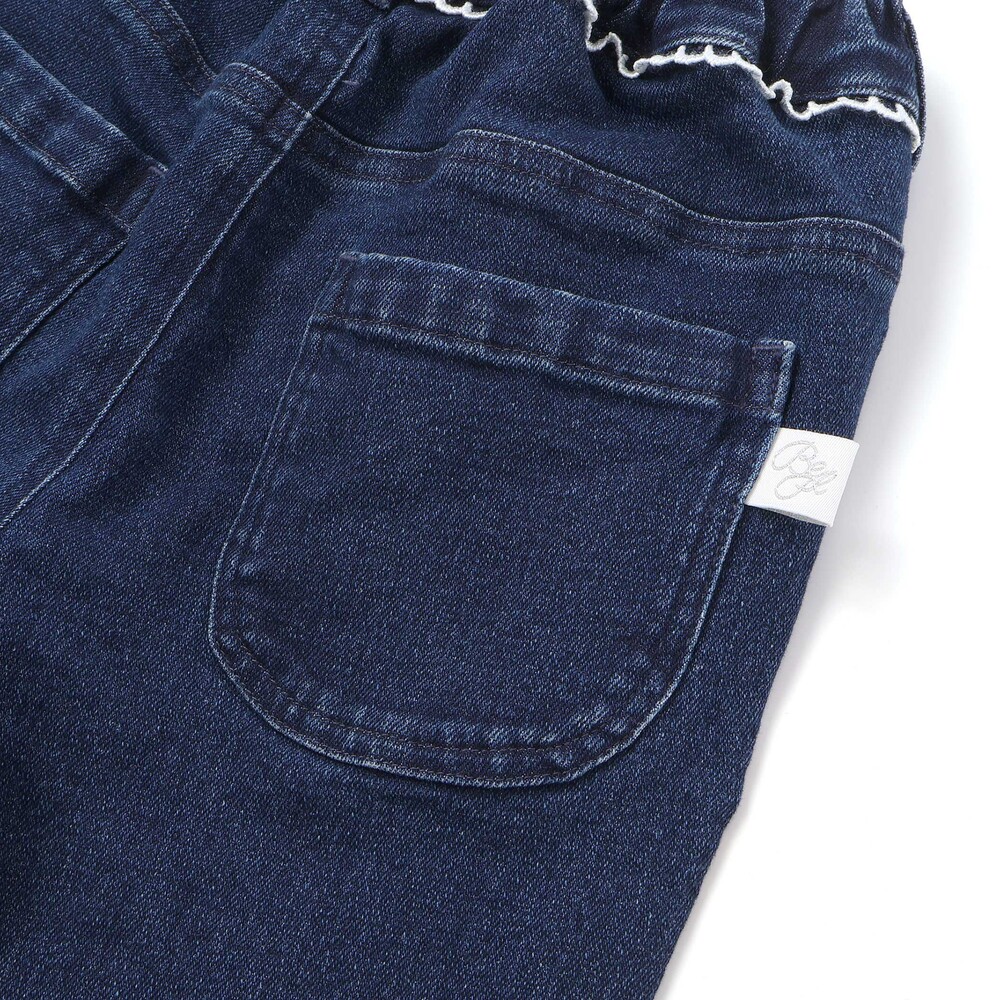 【限定商品】レースストレッチデニムロングパンツ(95~150cm) ネイビー 95cm