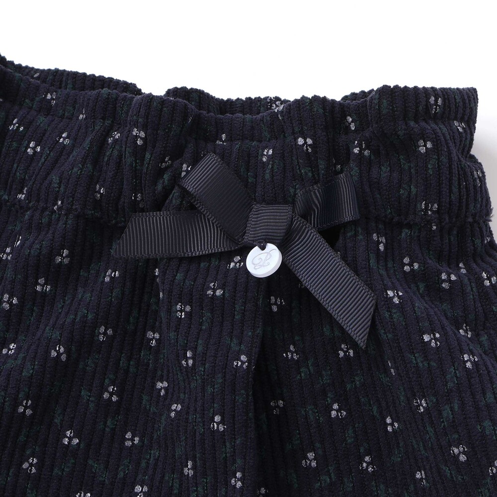 【限定商品】コールテン花柄&粒柄キュロット(95~150cm) ブラック系 95cm