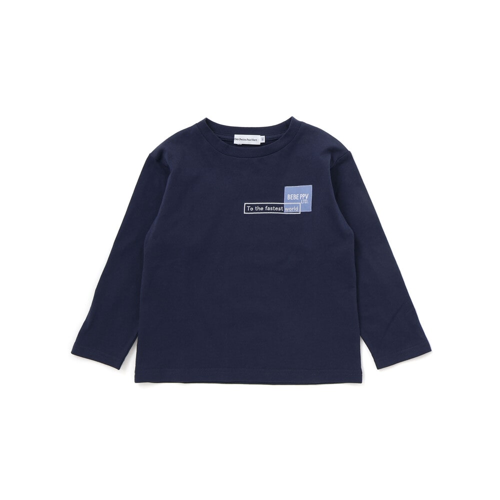 【限定商品】天竺プリントラウンドロゴロングTシャツ(95~160cm) ネイビー 95cm