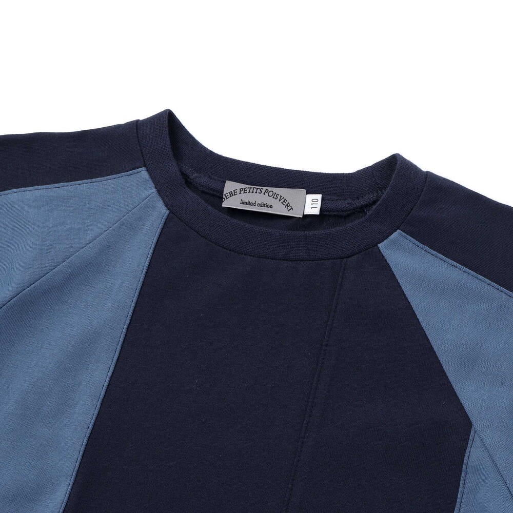 【限定商品】配色切り替えラグランロングTシャツ(95~150cm) ブラック系 95cm