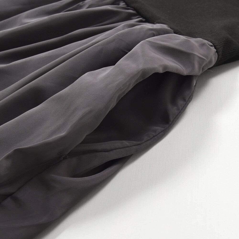 【 ニコ☆プチ 掲載 】ふんわりバルーン切り替えワンピース(130~160cm) ブラック系 130cm