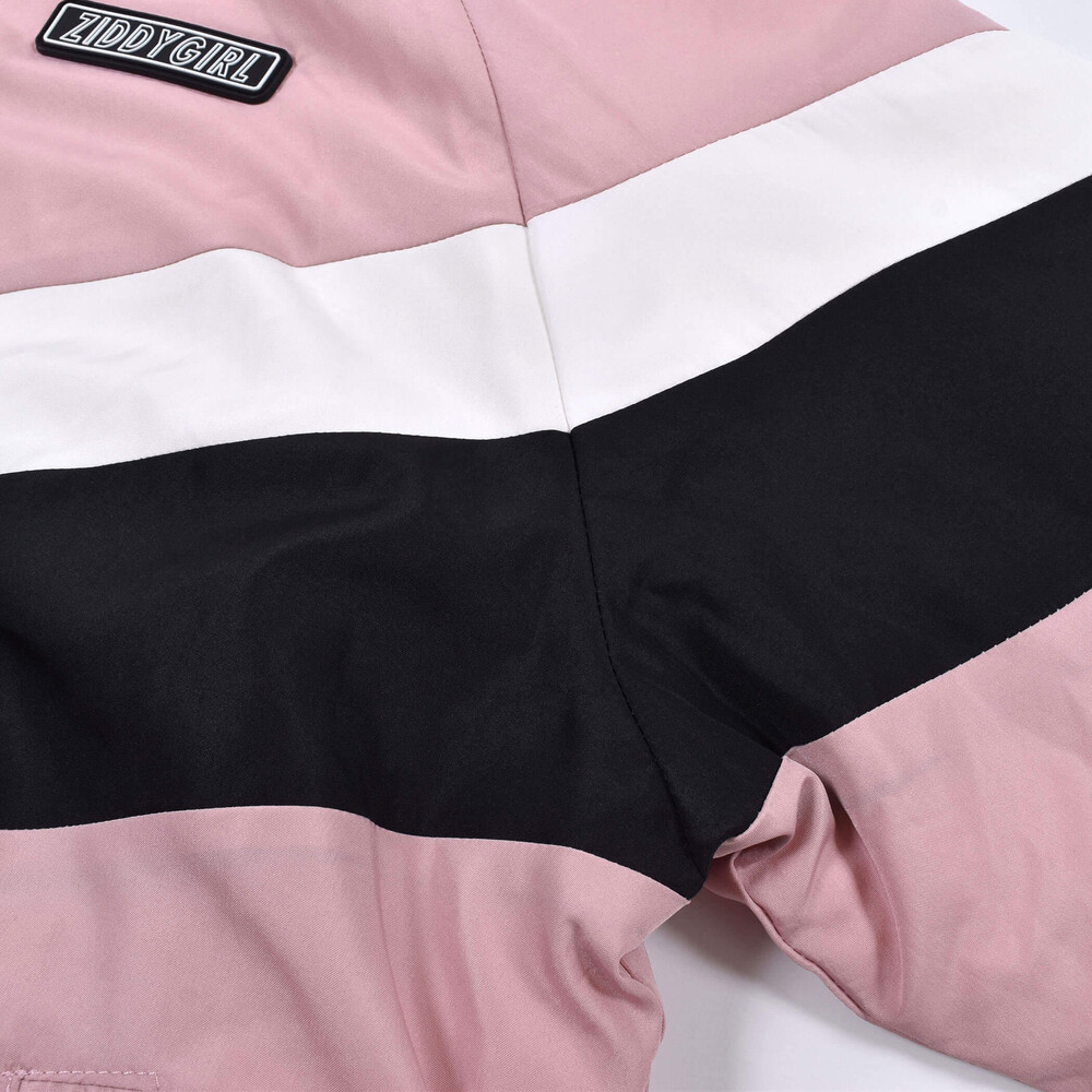 【ニコ☆プチ掲載】 ライン 入り タフタ 裏 ボア リバーシブル 長袖 パーカー (130~160cm) ピンク 130cm