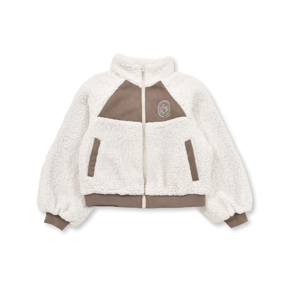 【 ニコ☆プチ 掲載 】ボアスウェード切り替えブルゾン(130~160cm) ブラック 130cm