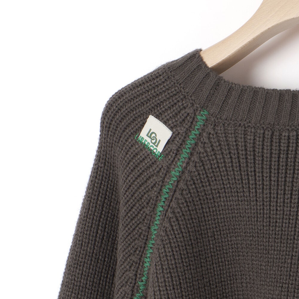 片畦編みロゴ入りセーター大人親子お揃い(145~175cm) グレー M(145-160cm)