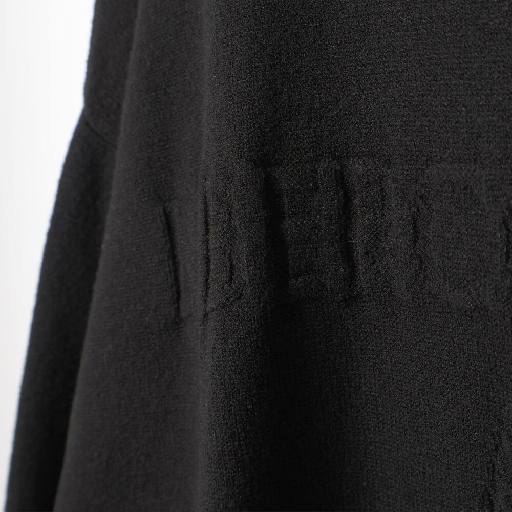 ロゴジャガードタートルネックロングセーター大人親子お揃い(145~175cm) ブラック M(145-160cm)