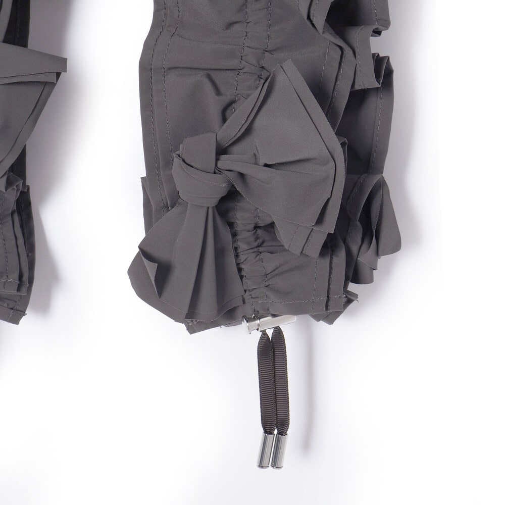 リボン付きマットタフタハーネス親子お揃い グレー ワンサイズ