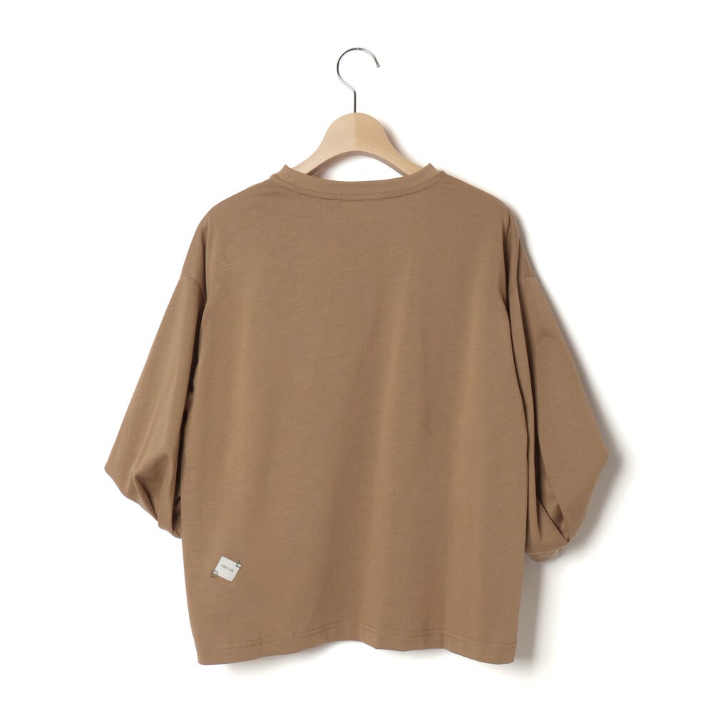 BIGリボンモチーフバルーンスリーブ天竺6分袖Tシャツ 親子お揃い 大人(140~160cm) ブラウン M(150~160cm)