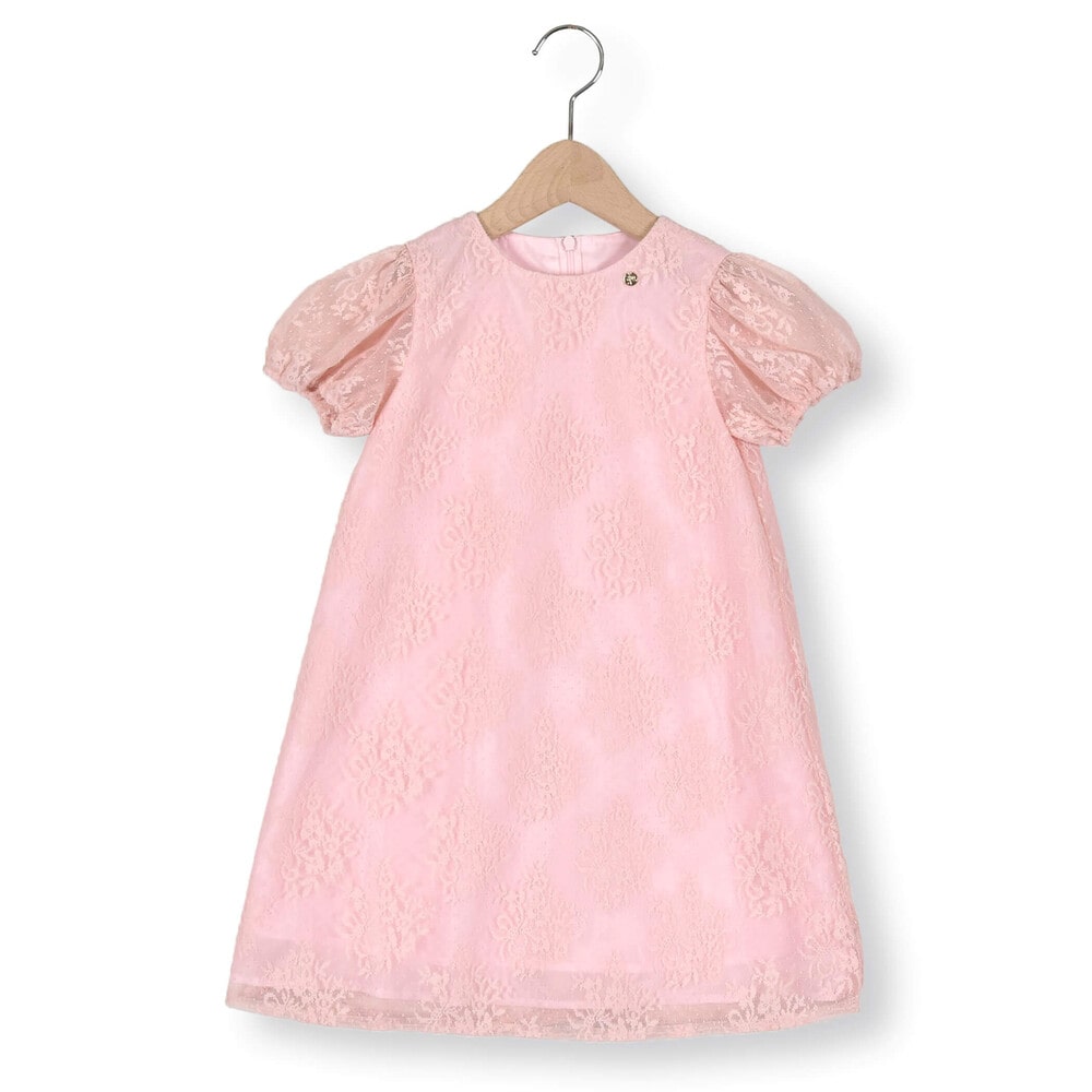 【日本製】フラワーラッセルチュールワンピース(90~130cm) ピンク 90cm