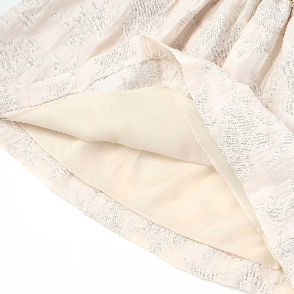 【日本製】ゴールドラメジャガード シャインフラワーワンピース(100~130cm) ベージュ系 100cm