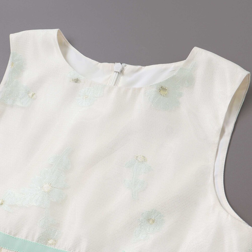 ラメオーガンジーフラワージャンパースカート(100~130cm) グリーン系 100cm