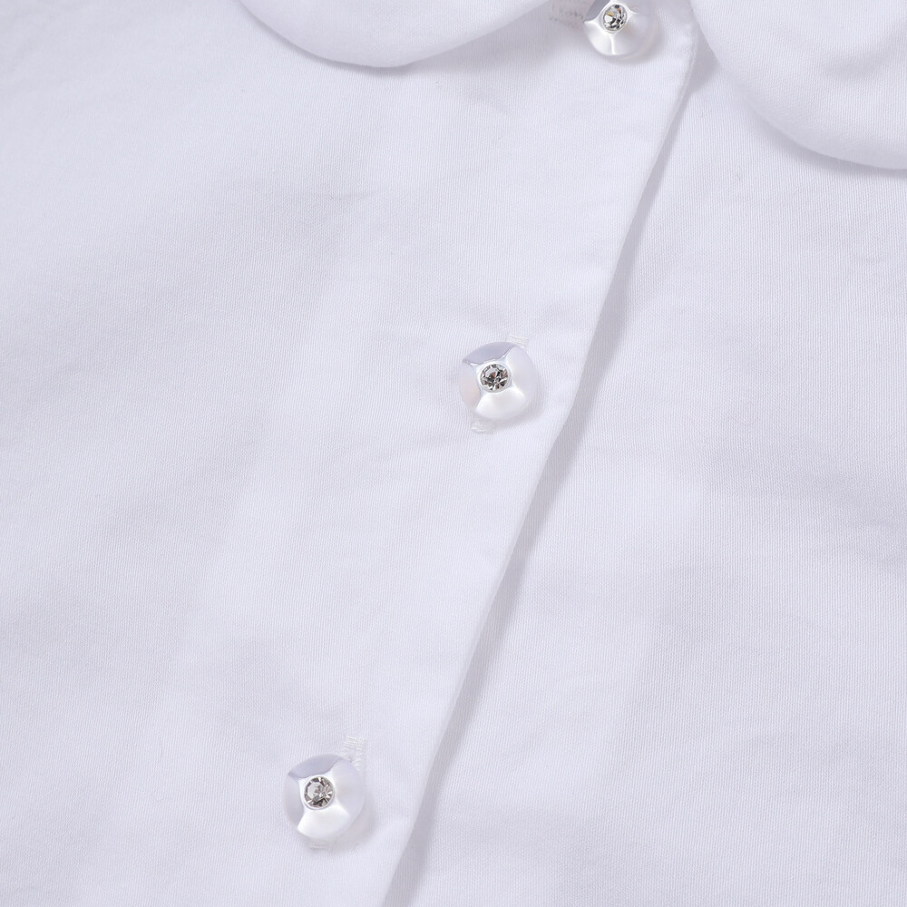 袖口フリルサテン長袖ブラウス(110~130cm) ホワイト 110cm