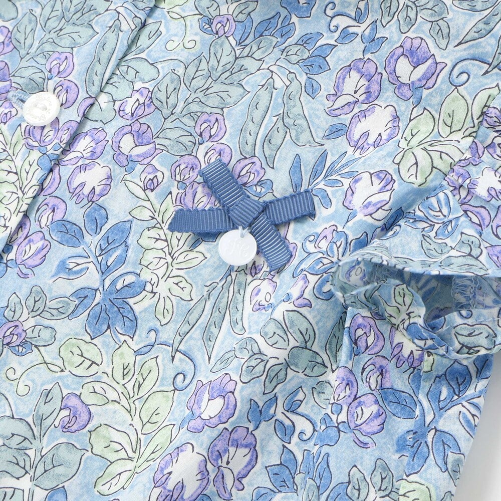 【お揃い】リバティ(SweetPeaLeaf)プリントタナローンスカラップ襟フリル袖ブラウス(100~140cm) ピンク系 100cm