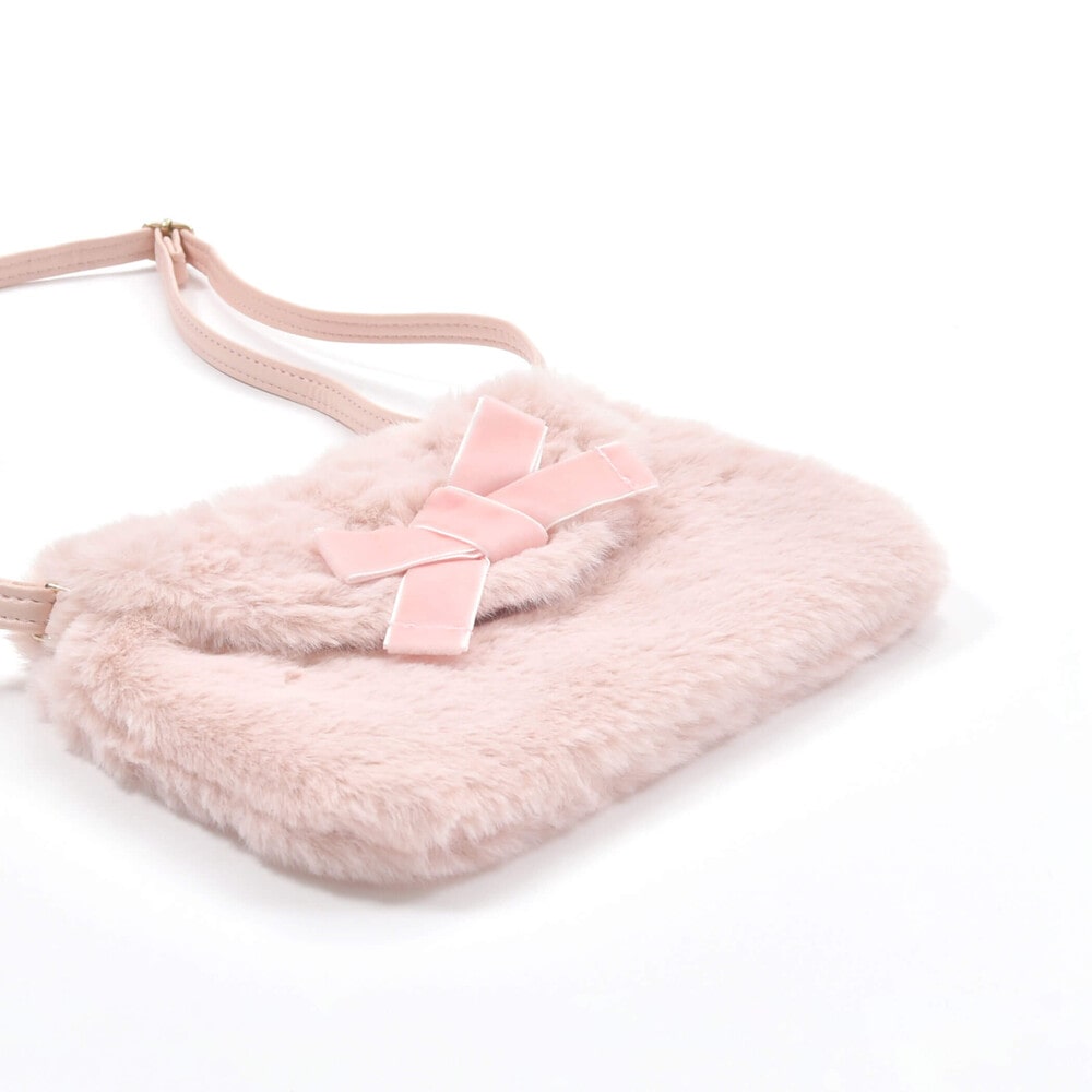 ベルベットリボン付きファーポシェット ネイビー ワンサイズ