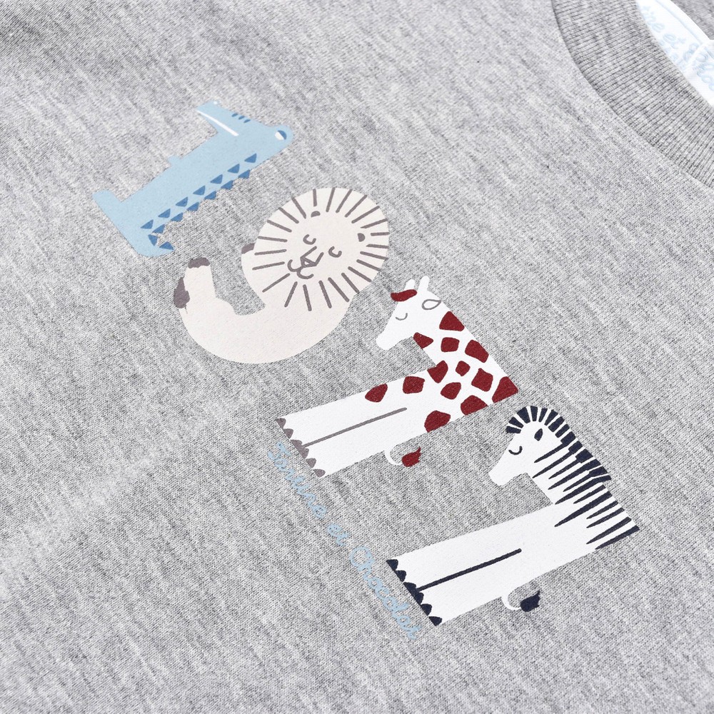 1977 アニマル プリント 長袖 Tシャツ (90~110cm) ブルー 110cm