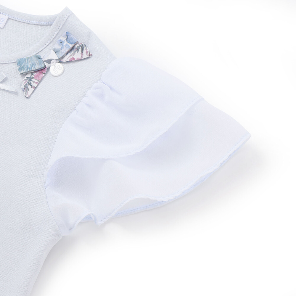 【お揃い】リバティ(MARINA'S WALK)プリントリボンモチーフ 袖シフォンTシャツ(100~140cm) ピンク 100cm