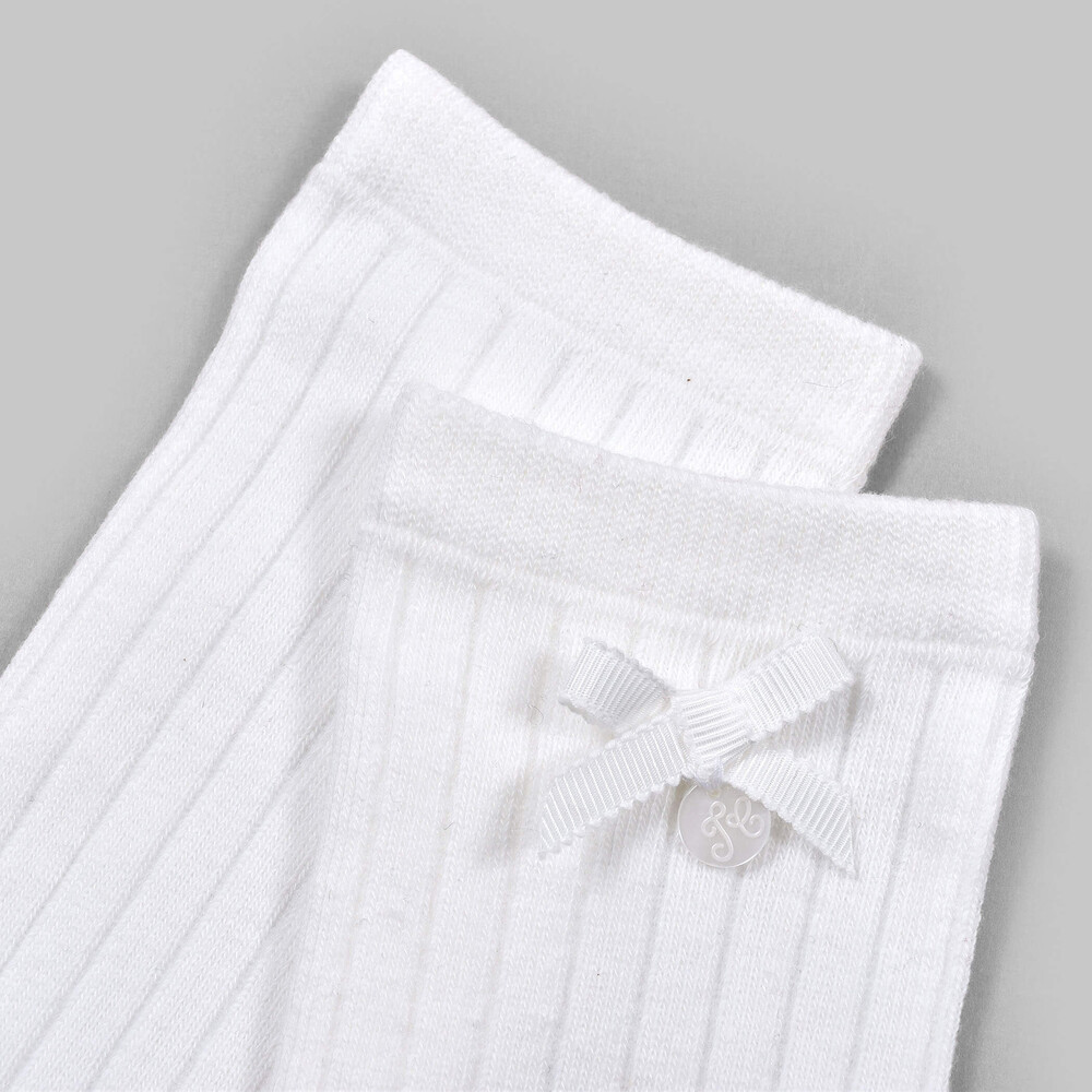 日本製 リボン チャーム 付き ハイソックス (13~21cm) ボルドー 17-19cm