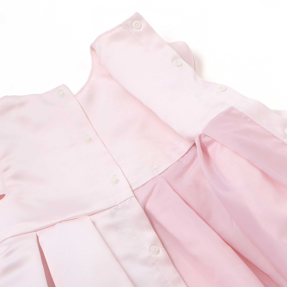 【日本製】サテンチュールモチーフドレス(70~90cm) ピンク S(70-80cm)