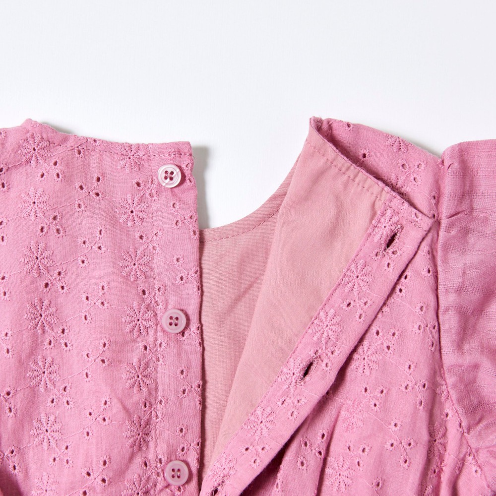 花柄 レース 裾 スカラップ ワンピース (80~130cm) オフホワイト 80cm