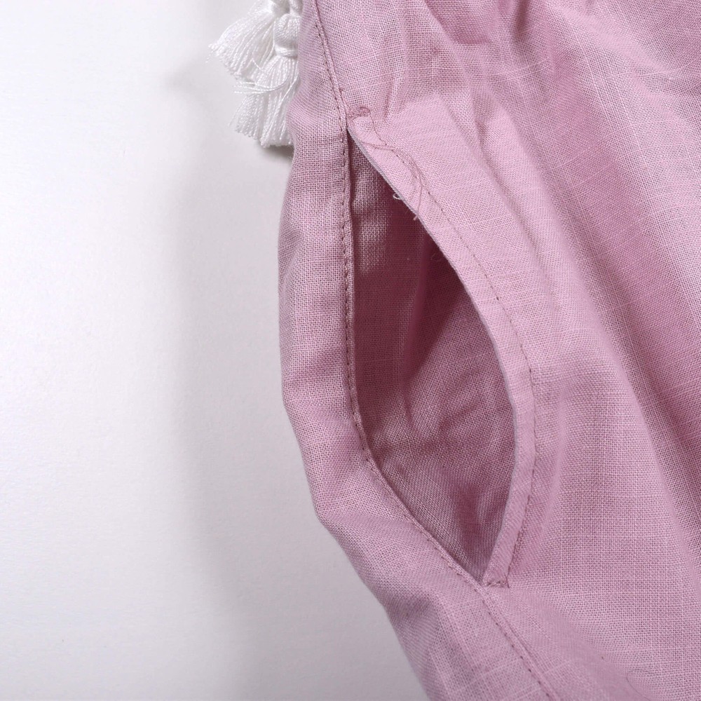 かぎ編み風 切り替え 布帛 ワンピース(80~130cm) パープル 110cm