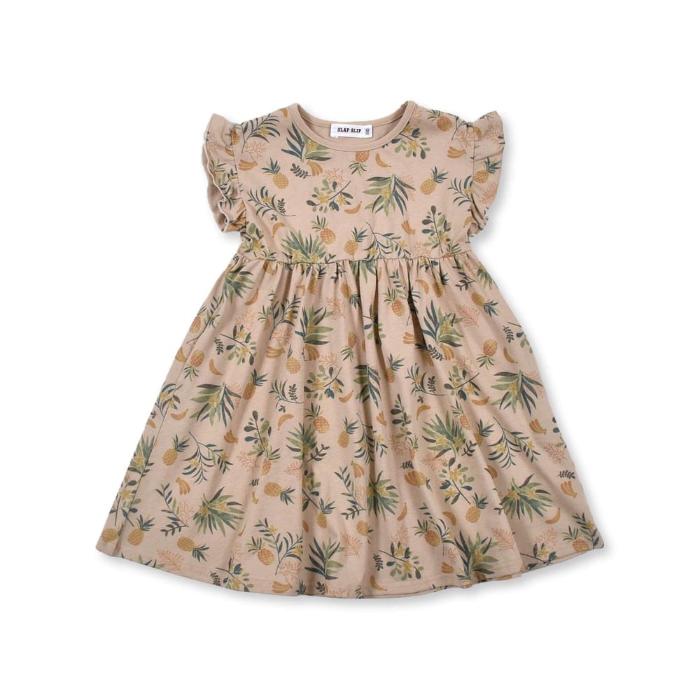 ボタニカル柄 フリル ワンピース(80~130cm) ベージュ系 120cm