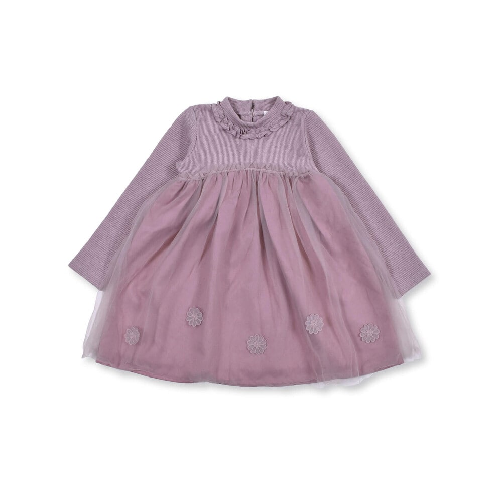 花 モチーフ チュール ワンピース 80 130cm 80cm パープル ワンピース 子供服べべの公式通販サイト Bebe Mall