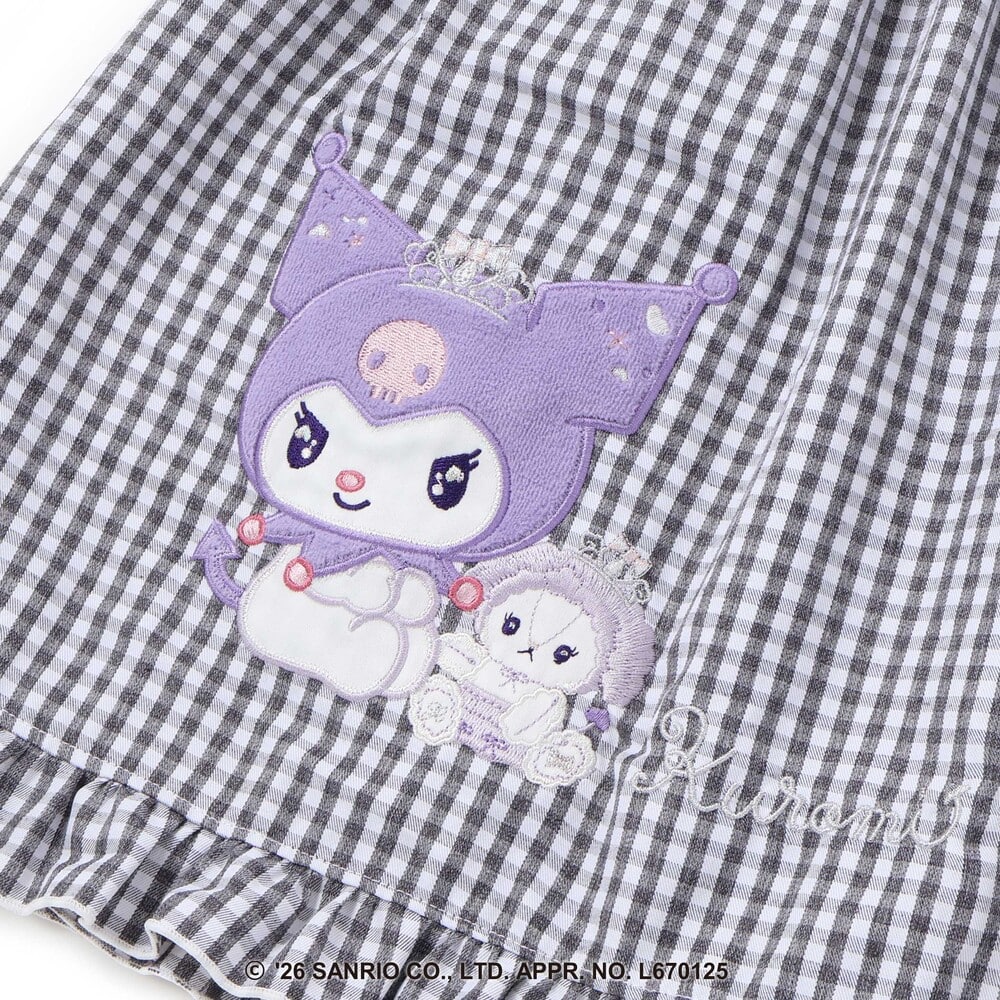 【サンリオキャラクターズxSLAPSLIP】チェックスカートドッキングワンピース(80~130cm) ブラック系 80cm