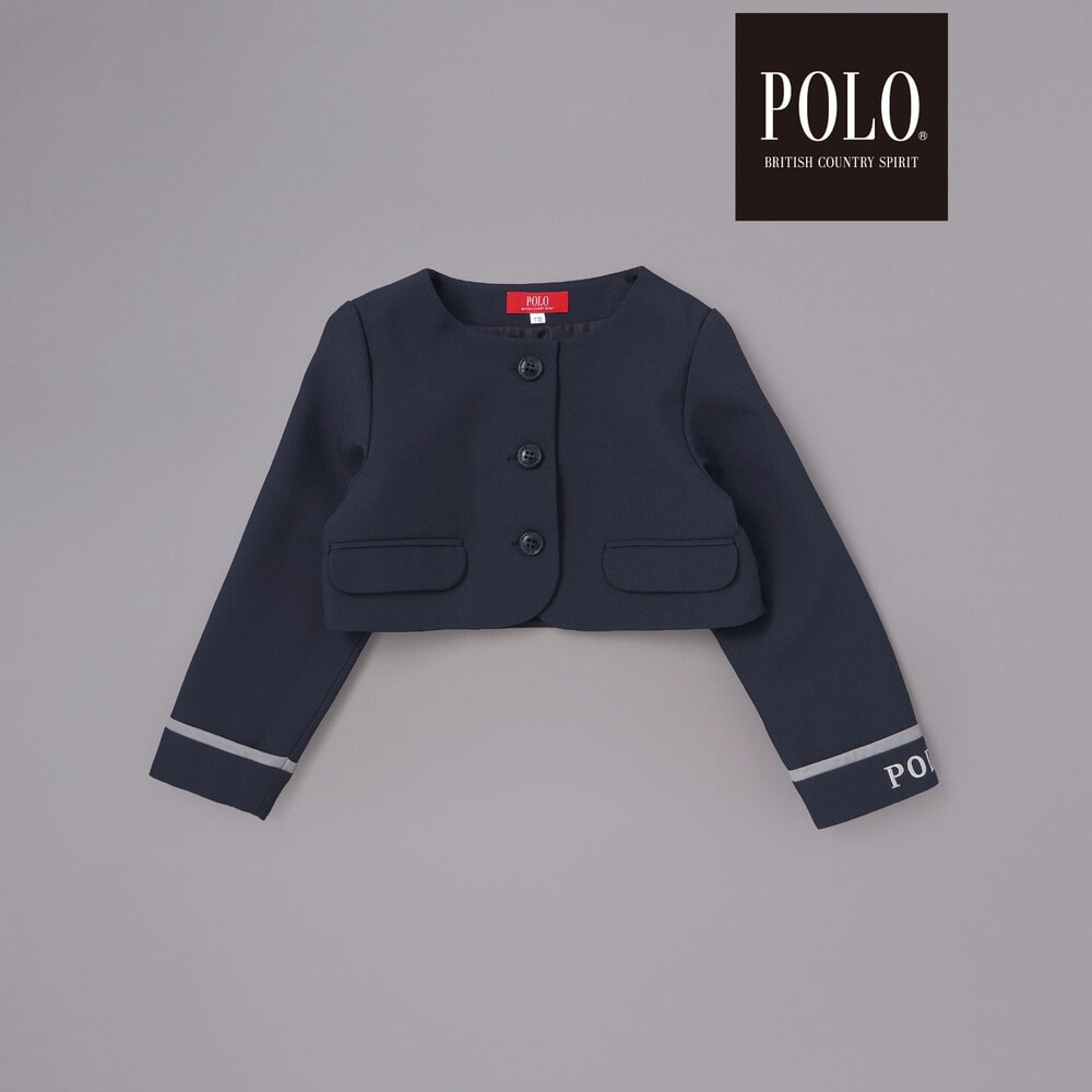 【POLO BCS(ポロ・ビーシーエス)×SLAP SLIPコラボ】袖切り替えジャケット+襟リボン付きチェックワンピース(110~130cm) ベージュ系 110cm