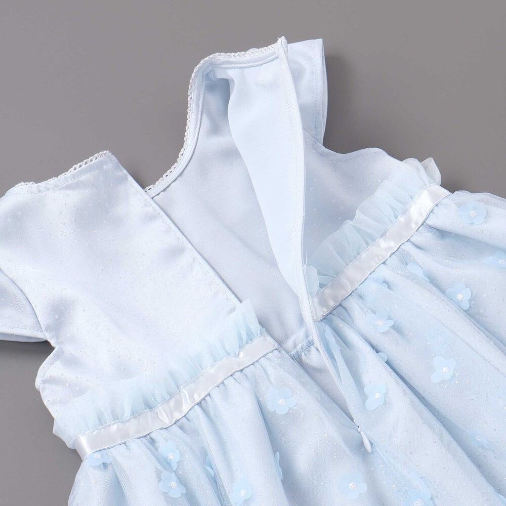 お花チュールワンピース(110~130cm) ブルー 110cm