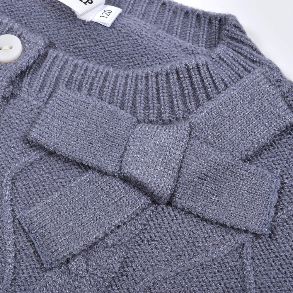 ケーブル編み ニット リボン カーディガン (90~130cm)(90cm グレー): トップス-子供服べべの公式通販サイト 「BEBE MALL」