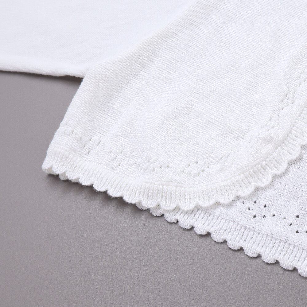 縁スカラップパール調ボタンニットカーディガン(110~130cm) ホワイト 110cm