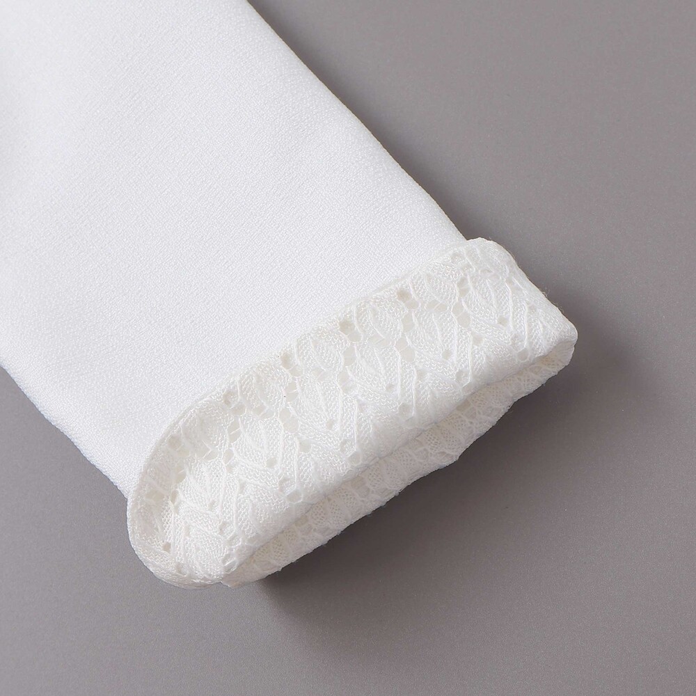 袖折り返しレース刺しゅう裾スカラップボレロ(110~130cm) ネイビー 110cm