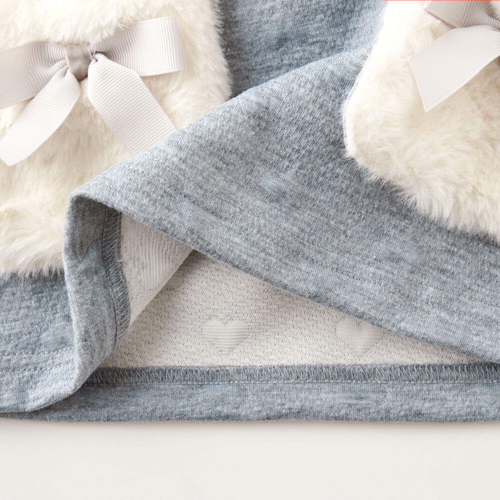 ファーポケット付きハートキルト柄トップス(80~140cm) グレー 80cm