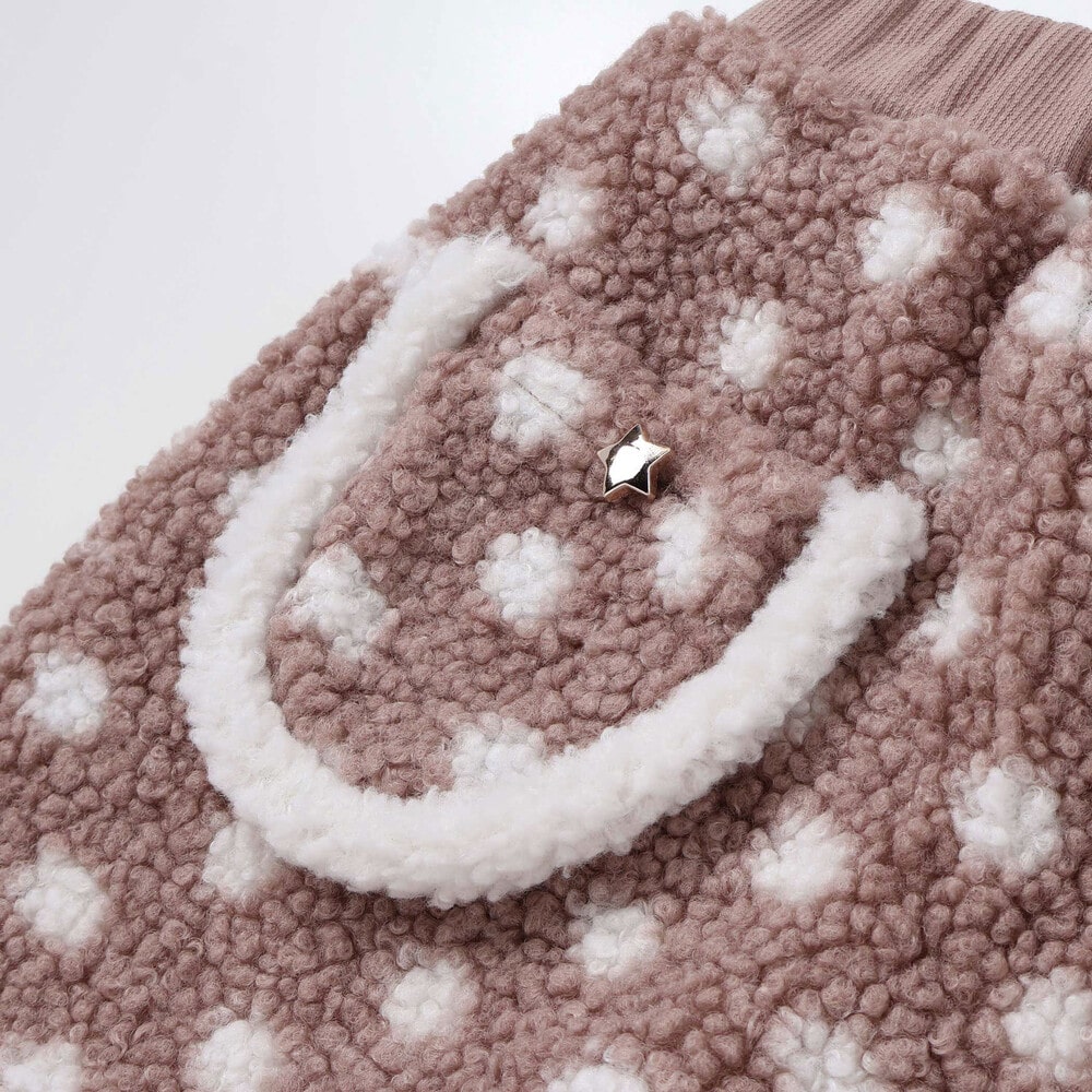 【お揃い】もこもこキラキラボアスカッツ(80~130cm) オフホワイト 80cm